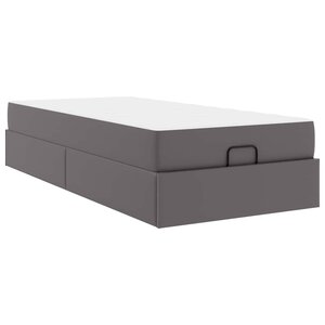 vidaXL Cadre de lit avec matelas Gris 90 x 190 cm Faux cuir