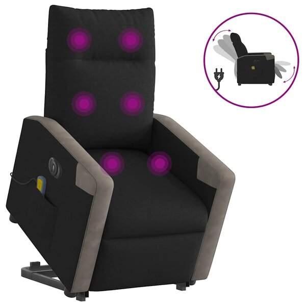 vidaXL Fauteuil inclinable de massage électrique Noir Tissu