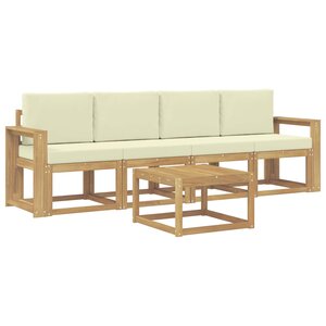 vidaXL Ensemble de canapés d'extérieur 5 Pièces Blanc et crème