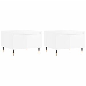 vidaXL Tables basses 2 Pièces blanc brillant 50x46x35cm bois d'ingénierie