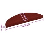 vidaXL Tapis d'escalier autocollants 15 pièces 56 x 17 x 3 cm Rouge bordeaux Demi-rond