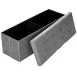 Banc coffre de rangement pliable tissu gris clair 2208146