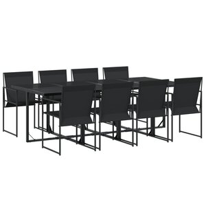 vidaXL Ensemble à manger de jardin 9 Pièces noir textilène