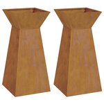vidaXL Pots de jardin colonne 2 Pièces avec bol 35x35x73 cm en métal patiné.
