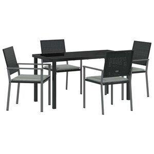 vidaXL Ensemble de salle à manger pour jardin 5 Pièces Noir Poly rotin