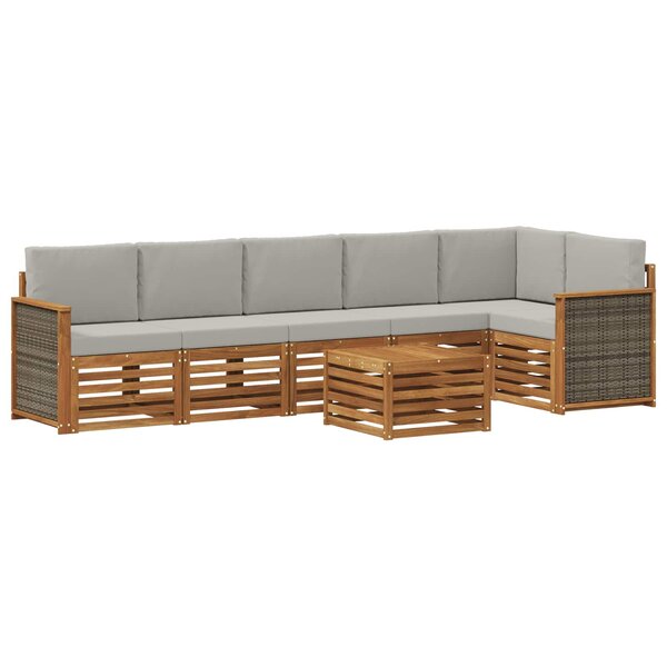 vidaXL Ensemble de canapé d'angle 6 Pièces Naturel et gris clair