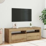 vidaXL Meuble TV avec lumières LED chêne artisanal bois d'ingénierie