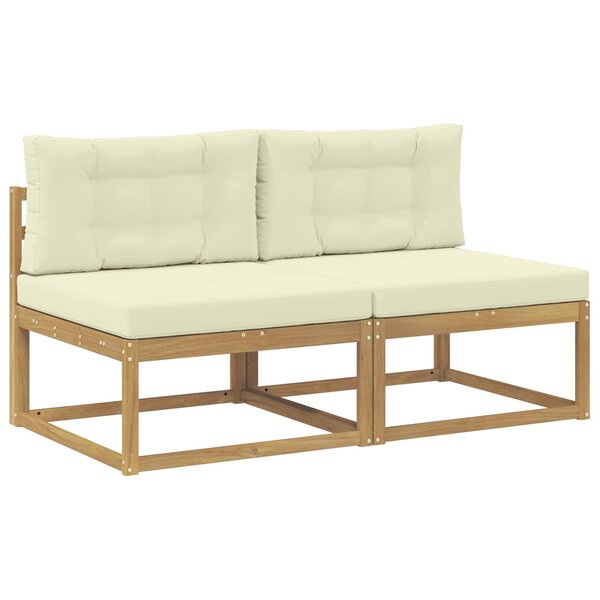 vidaXL 2 Pièce Sofa de milieu extérieur Polyester Blanc