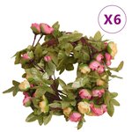 vidaXL Guirlandes de fleurs de Noël 6 Pièces rose 215 cm