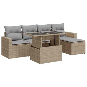 vidaXL Salon de jardin avec coussins 6 Pièces beige résine tressée