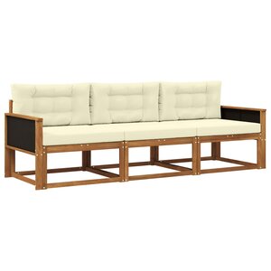 vidaXL Ensemble de canapés d'extérieur 3 Pièces Naturel et Crème