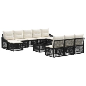 vidaXL Ensemble de canapé de jardin 11 pc Noir polyrotin