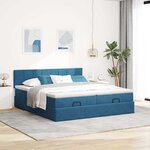 VidaXL Cadre de lit ottoman avec matelas bleu foncé 160x200 cm velours