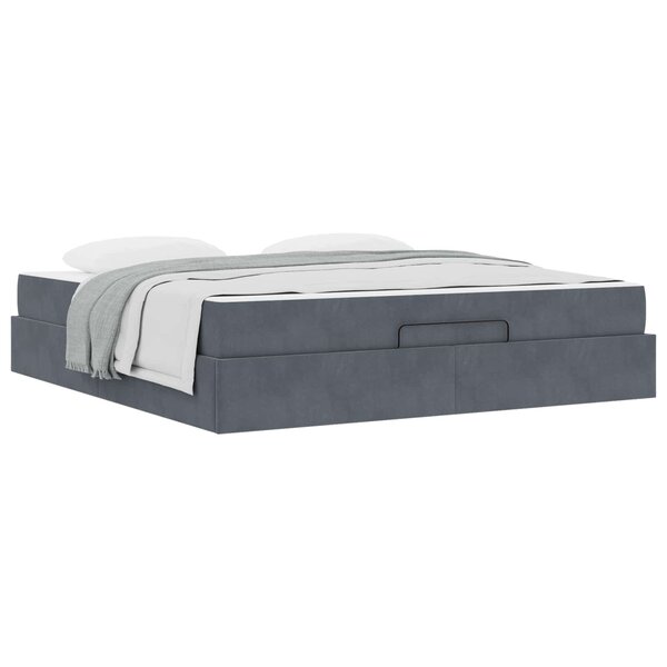 vidaXL Cadre de lit avec matelas avec matelas 2 Pièces Gris Foncé Velours