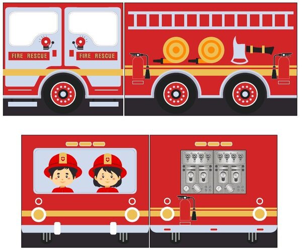 Rideau pour lit en hauteur en 4 parties Pompiers