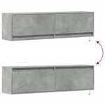 vidaXL Meuble TV mural avec lumières LED gris béton 140x31x38 cm