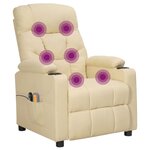 vidaXL Fauteuil électrique de massage Crème Tissu