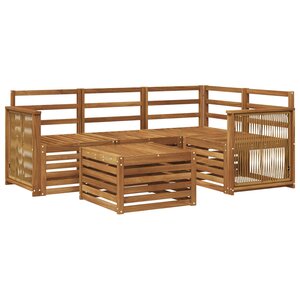 vidaXL Ensemble de canapés d'extérieur 5 Pièces Naturel 59 x 59 x 37 cm
