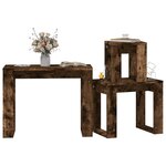 Vidaxl tables gigognes 3 pièces chêne fumé bois d'ingénierie