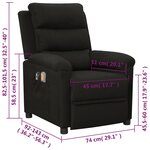 vidaXL Fauteuil électrique de massage Noir Tissu