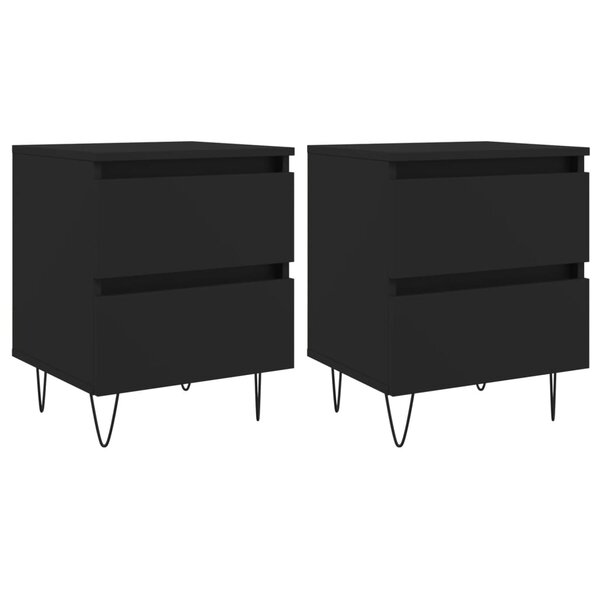 vidaXL Tables de chevet 2 Pièces noir 40x35x50 cm bois d’ingénierie