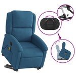 vidaXL Fauteuil de massage inclinable Bleu Velours