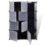 vidaXL Armoire modulaire 9 compartiments Noir et blanc 37 x 115x150 cm
