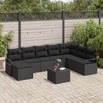 Ensemble de Canapé de Jardin vidaXL 9 pièces avec Coussins Beige Rattan Poly