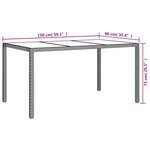 vidaXL Table de jardin 150x90x75 cm Verre trempé et poly rotin Gris