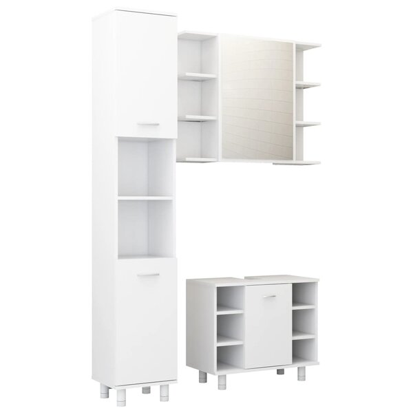 vidaXL Ensemble de meubles de salle de bain 3Pièces Blanc Bois ingénierie