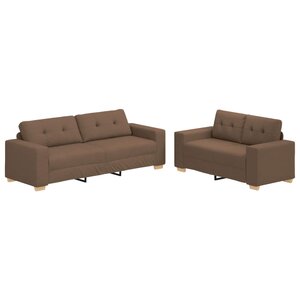 vidaXL Canapé 2 Pièces Marron Tissu en lin mélangé