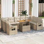 vidaXL Salon de jardin avec coussins 10 Pièces beige résine tressée