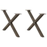 vidaXL Pieds de table basse en forme de X  2 pièces  acier naturel  70 x (42-43) cm