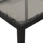 vidaXL Table de jardin dessus en verre Noir 150x90x75cm Résine tressée