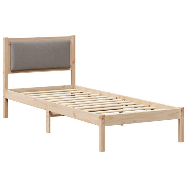 vidaXL Cadre de lit avec tête de lit Taupe 80 x 200 cm Pin massif