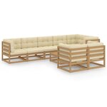 vidaXL Salon de jardin 9 Pièces avec coussins Bois de pin massif
