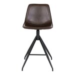 2 chaises de comptoir en cuir synthétique marron avec pieds noirs