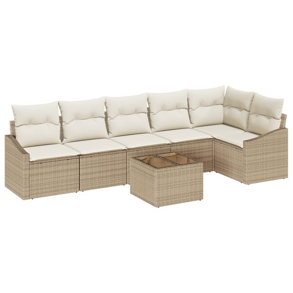 vidaXL Ensemble de 7 pièces de canapé de jardin avec coussins en rotin brun