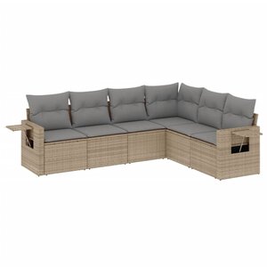 vidaXL Salon de jardin avec coussins 6 Pièces beige résine tressée