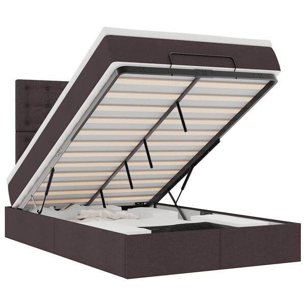 VidaXL Cadre de lit ottoman avec matelas marron foncé 120x190 cm tissu