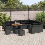 vidaXL Ensemble de canapé de jardin 12 Pièces Noir Poly rotin