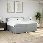 vidaXL Sommier à lattes de lit avec matelas Gris clair 200x200cm Tissu