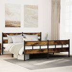 vidaXL Cadre de lit en métal sans matelas chêne fumé 183x213 cm