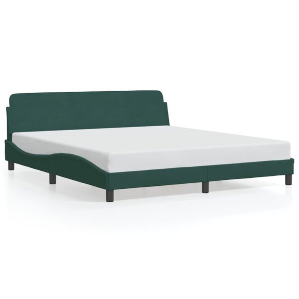 vidaXL Cadre de lit Dover vert foncé 180x200 cm velours