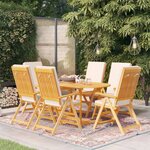 vidaXL Ensemble à manger de jardin 7 Pièces coussins Bois de teck massif