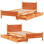 vidaXL Cadre de lit sans matelas cire marron 100x200cm bois pin massif