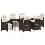 vidaXL Ensemble de salle à manger pour jardin 7 pc Marron polyrotin