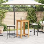 vidaXL Ensemble de bar de jardin 3 Pièces noir bois massif acacia rotin