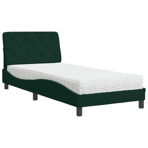 vidaXL Lit avec matelas vert foncé 90x200 cm velours