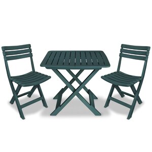 vidaXL Ensemble de bistro pliable 3 Pièces Plastique Vert